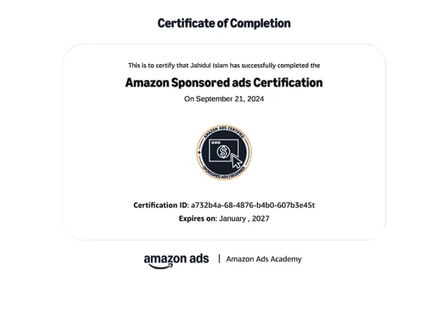 HM Jahidul Islam Amazon Sponsored Ads Certification